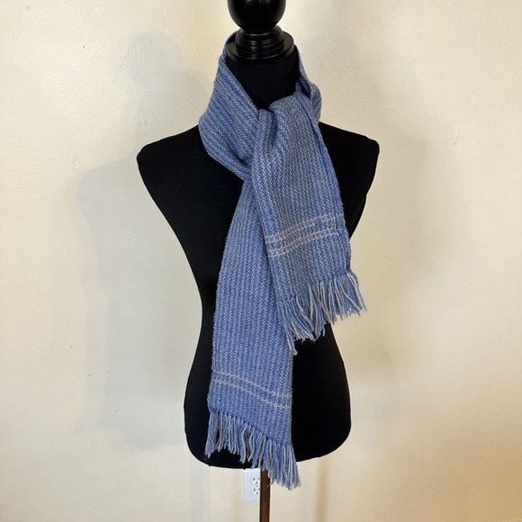 Vintage Heirloom Classics Hand Woven Blue Womens Wool Scarf - Picture 1 of 5